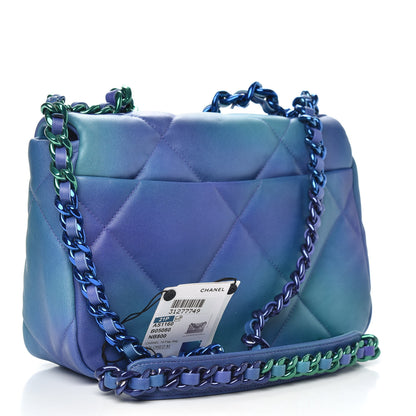 Chanel Tie Dye Calfskin Quilted Medium Chanel 19 Flap Blue Purple 3 of 11