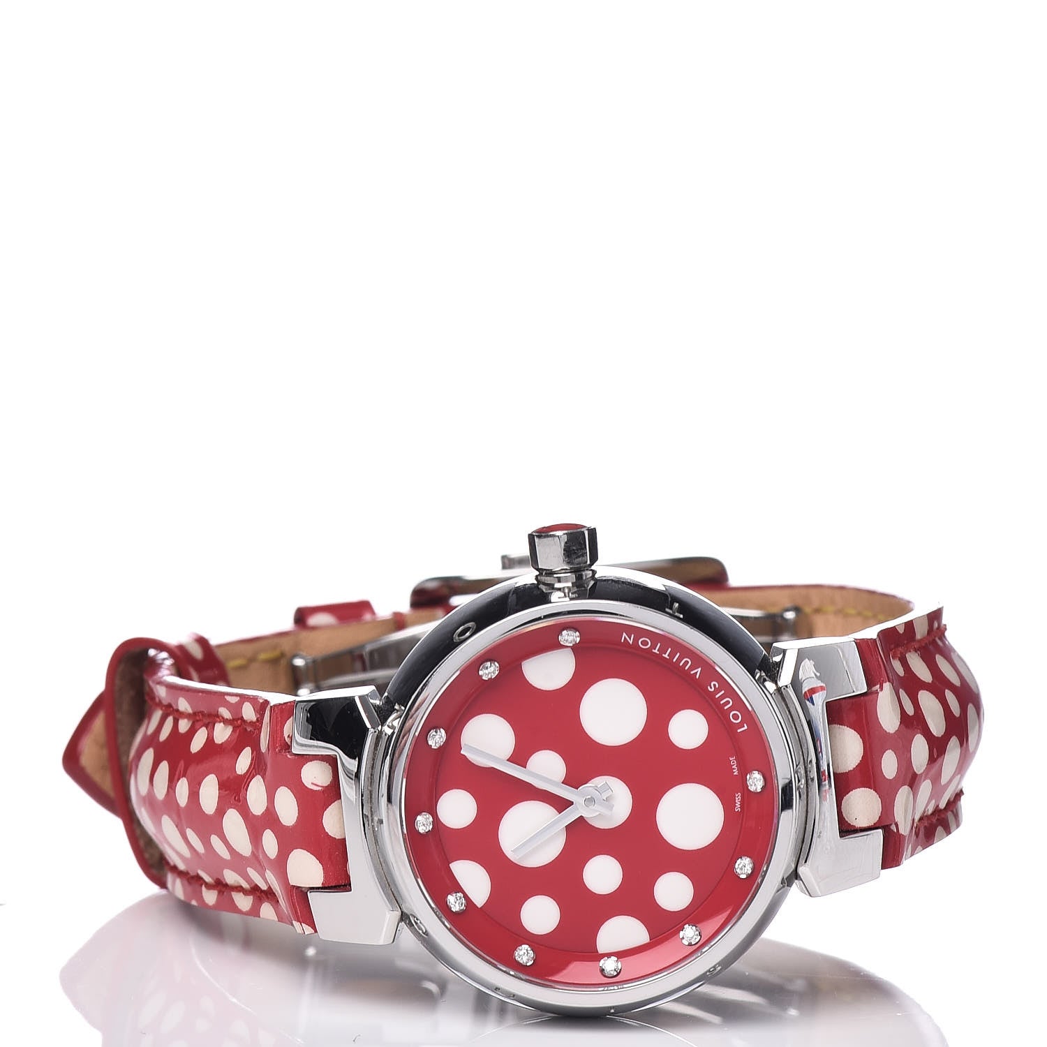 Louis Vuitton Stainless Steel Vernis Diamond 28mm Tambour Kusama Infinity Dots Quartz Watch 3 of 8