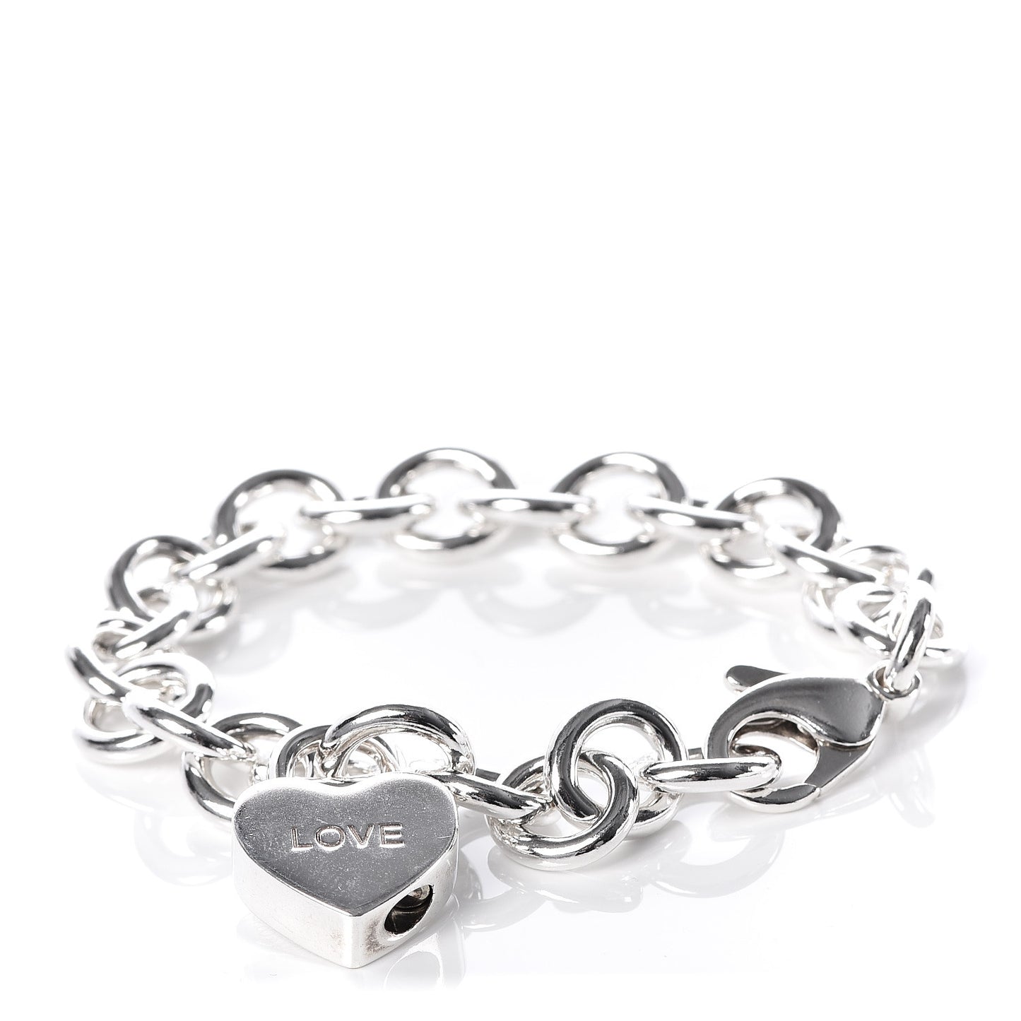 Sterling Silver Heart Love Charm Bracelet