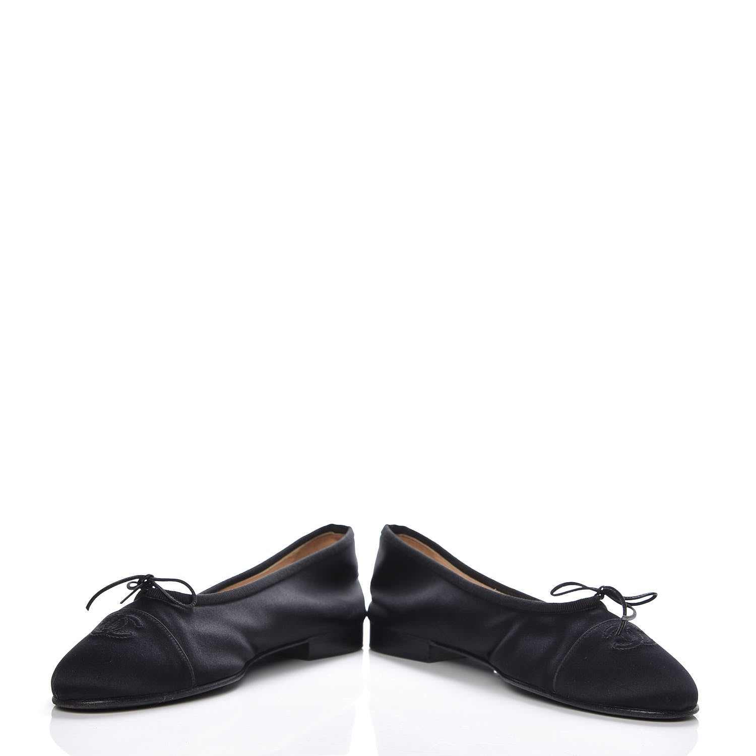 Chanel Satin Patent Cap Toe Ballerina Flats 39.5 Black 12 of 13