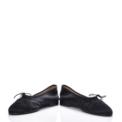 Chanel Satin Patent Cap Toe Ballerina Flats 39.5 Black 12 of 13