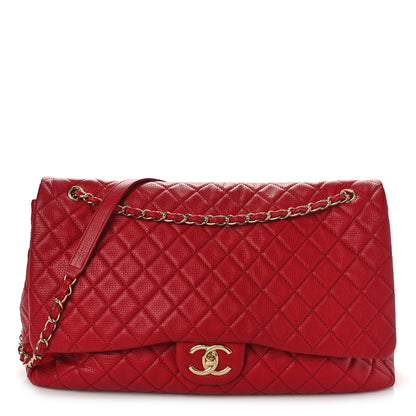 Chanel Calfskin Quilted XXL Travel Flap Bag Red 1 of 10