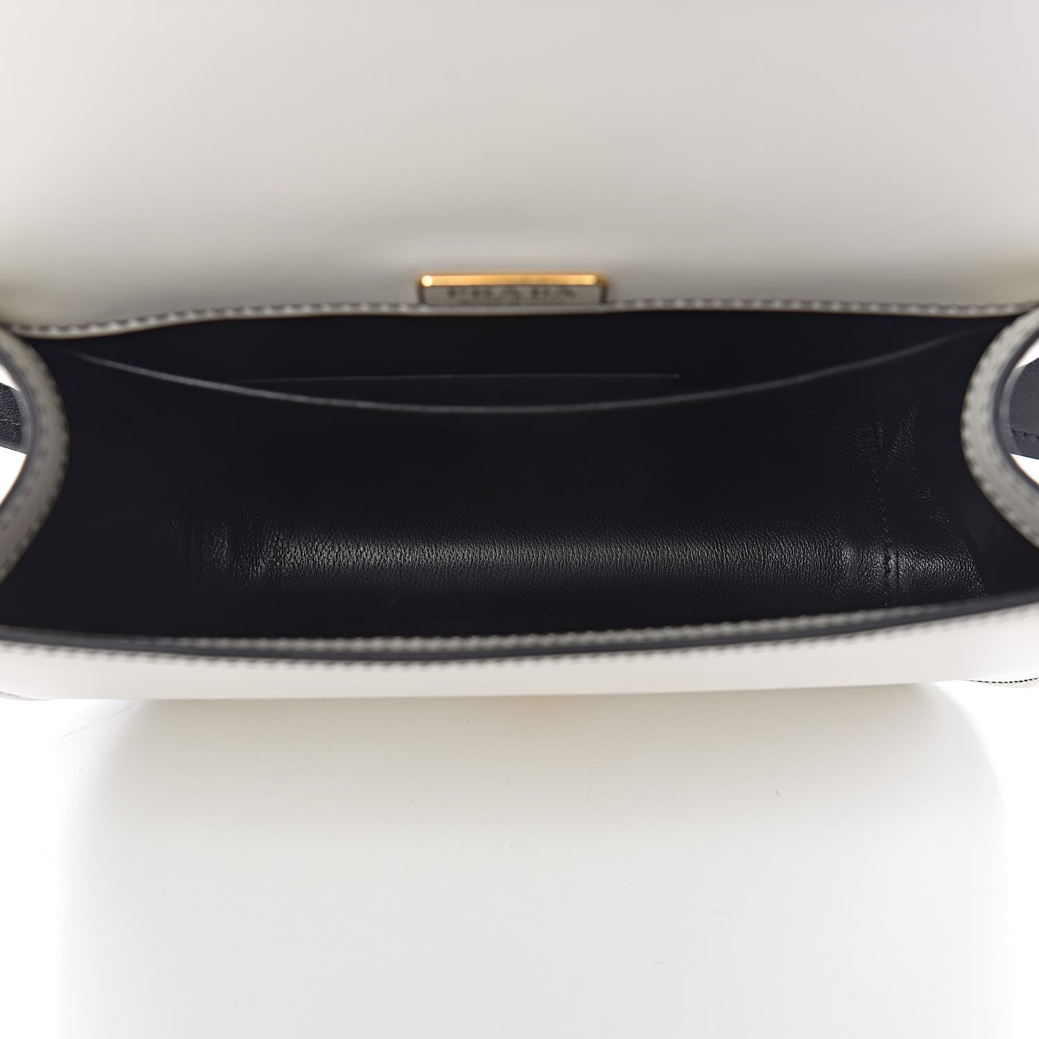 Prada City Calf Pionniere Saddle Bag Black White 5 of 9
