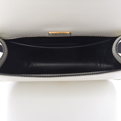 Prada City Calf Pionniere Saddle Bag Black White 5 of 9