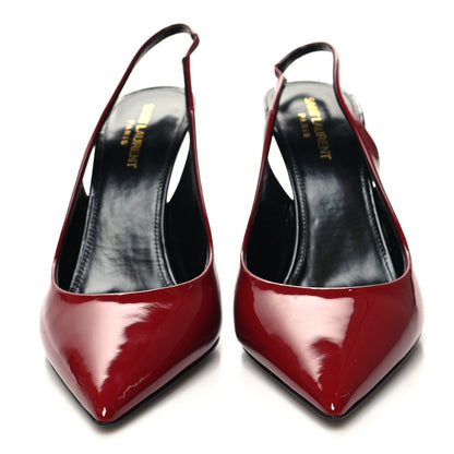Saint Laurent Patent Calfskin Zoe 105 Slingback Pump 40.5 Red 2 of 9