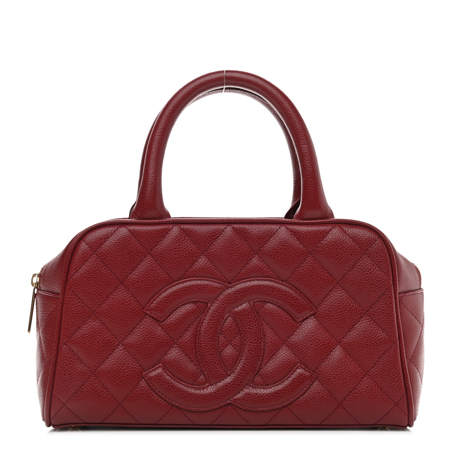 Chanel Caviar Quilted Small Bowler Dark Red 1 of 8