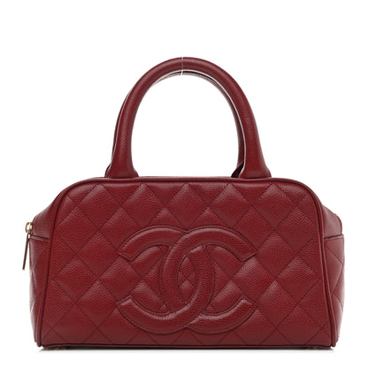 Chanel Caviar Quilted Small Bowler Dark Red 1 of 8