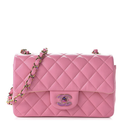 Chanel Lambskin Quilted Mini Rectangular Flap Pink Yellow 1 of 10