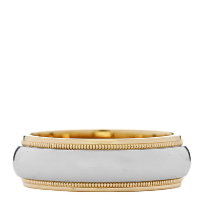 Tiffany Platinum 18K Yellow Gold 6mm Together Milgrain Wedding Band Ring 53 6.25 3 of 5