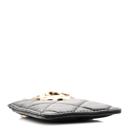 Chanel Lambskin Quilted Glitter Card Holder On Chain Black 4 of 12
