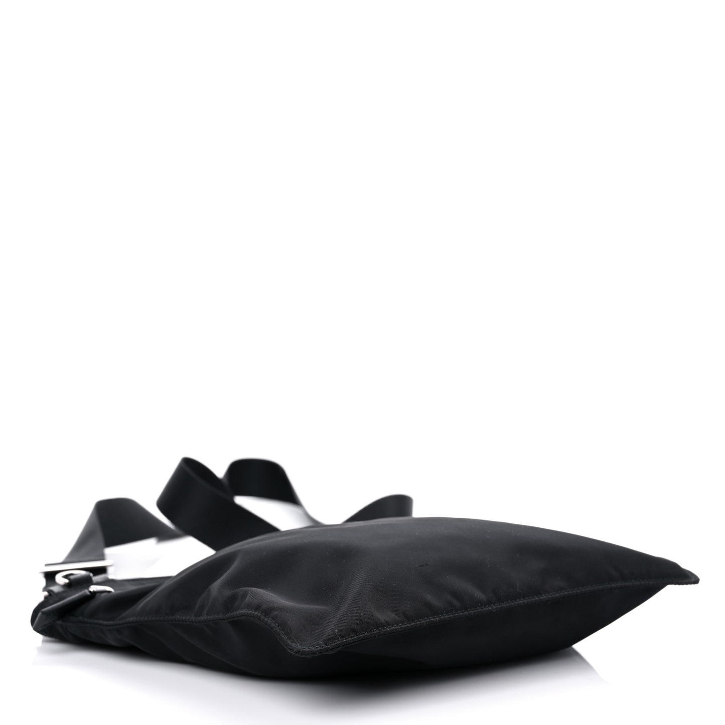Tessuto Nylon Saffiano Flat Messenger Bag Black