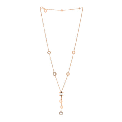 Bulgari 18K Rose Gold Diamond White Ceramic B.Zero1 Necklace 3 of 4