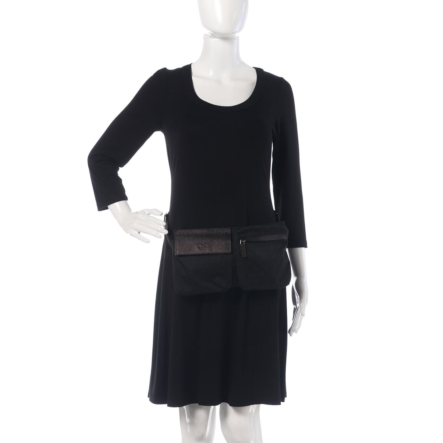 GG Monogram Double Pocket Belt Bag Black