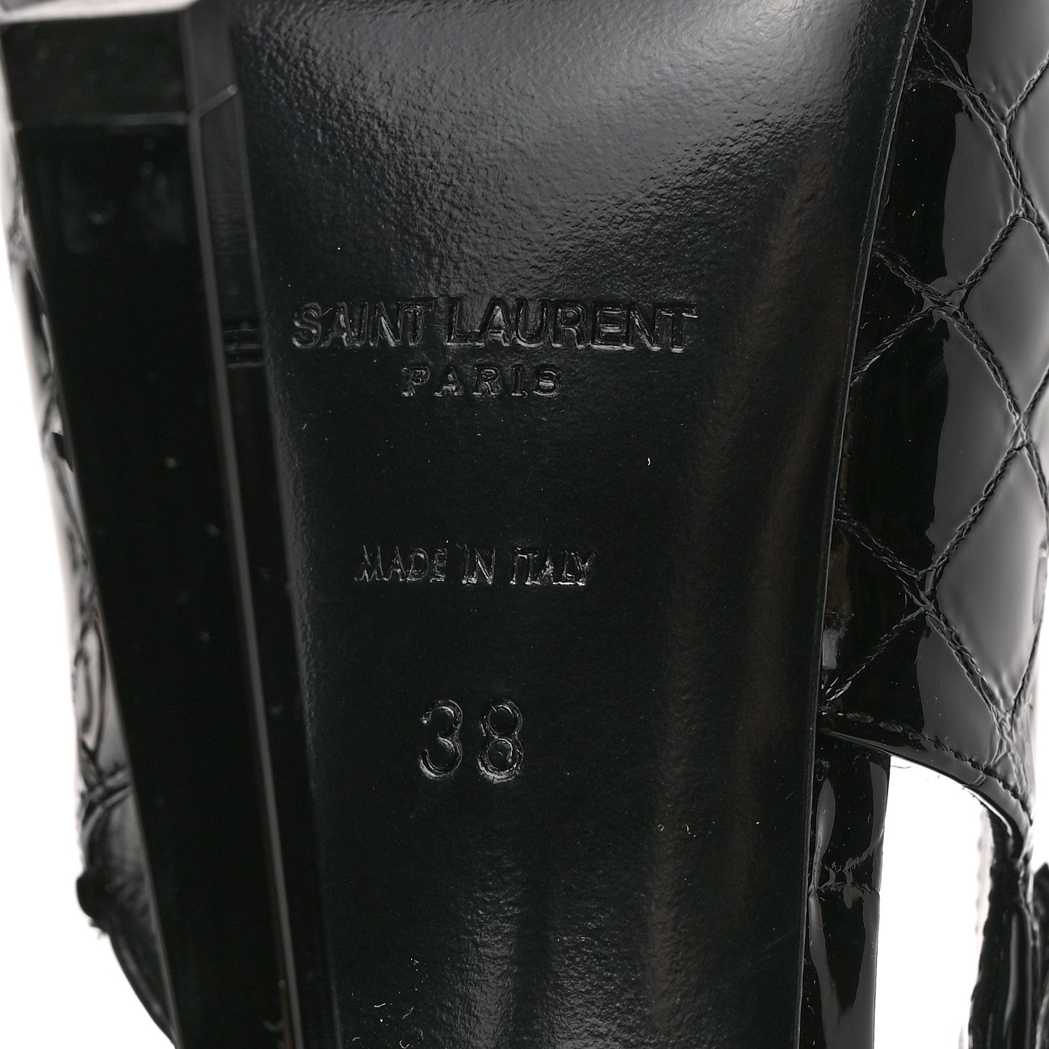 Saint Laurent Calfskin Crocodile Embossed Slingback Graham Pumps 38 Black 8 of 8