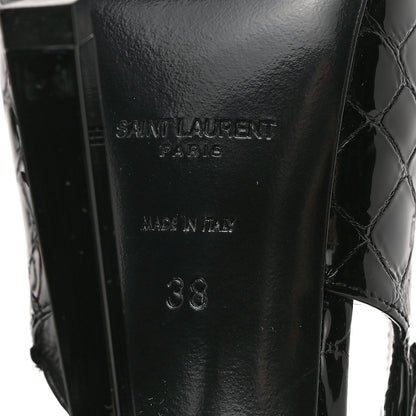 Saint Laurent Calfskin Crocodile Embossed Slingback Graham Pumps 38 Black 8 of 8