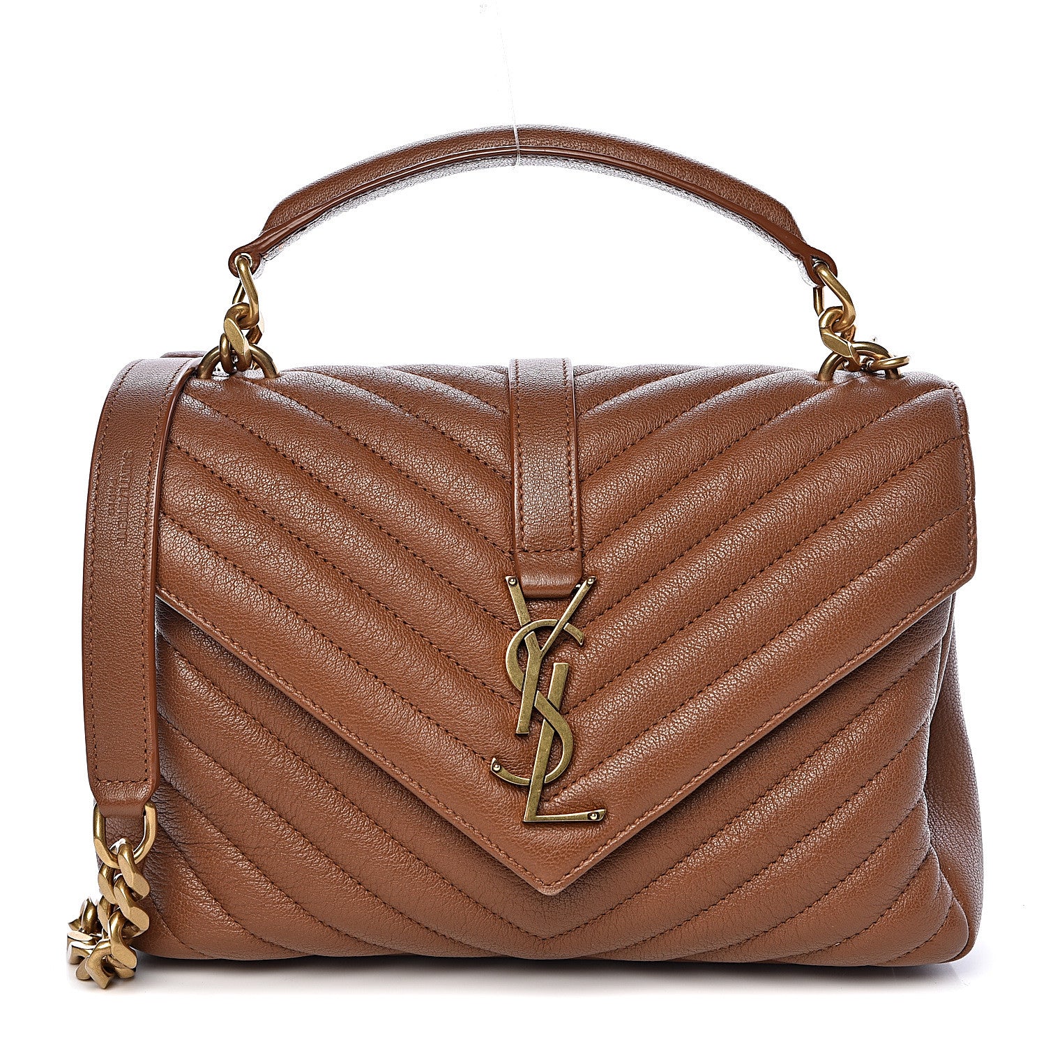 Saint Laurent Calfskin Matelasse Chevron Monogram Medium College Bag Brick 1 of 9