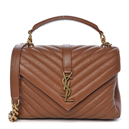 Saint Laurent Calfskin Matelasse Chevron Monogram Medium College Bag Brick 1 of 9