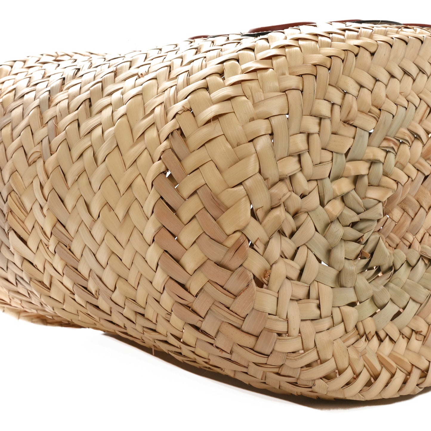 Raffia Calfskin Triomphe Teen Panier Tan