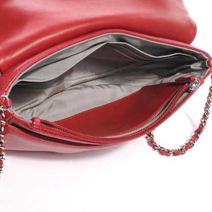 Chanel Lambskin Half Moon Wallet On Chain Bag WOC Red 5 of 8