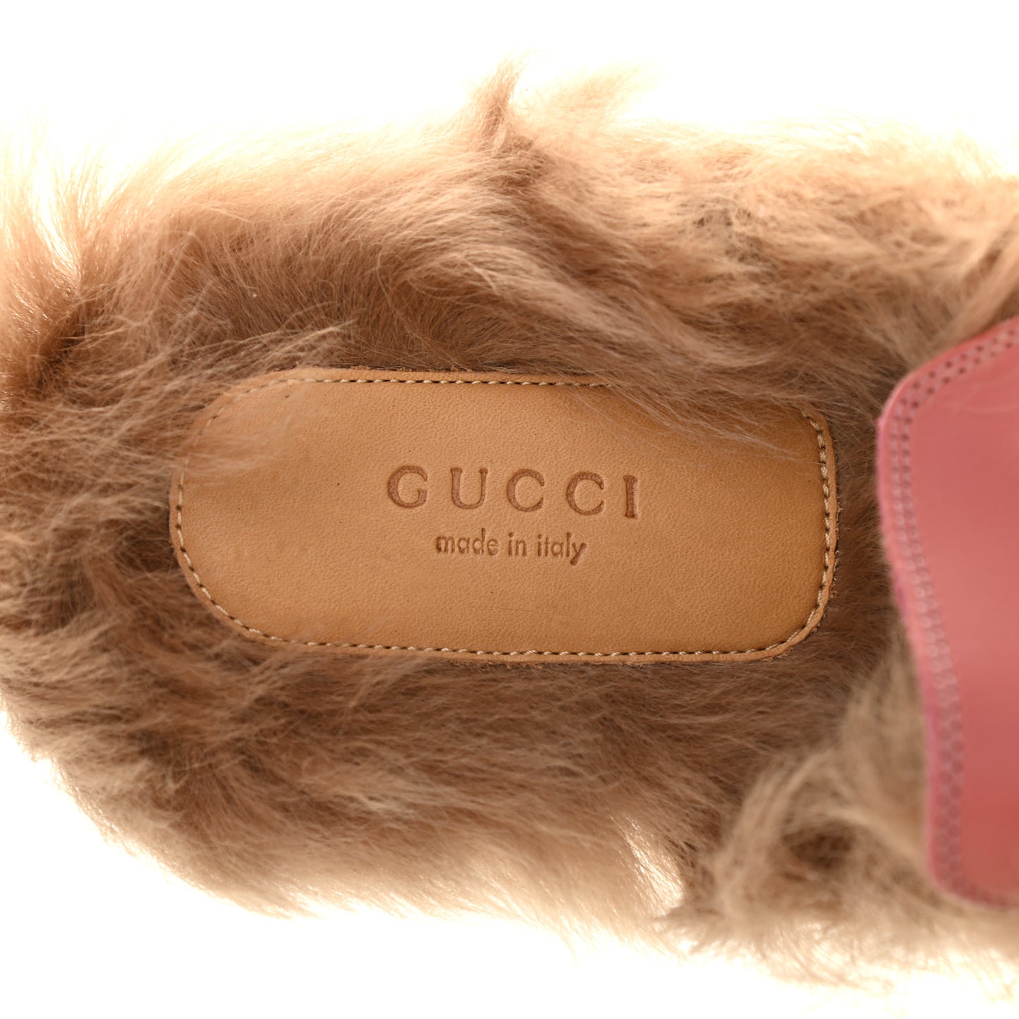 Calfskin Fur Womens Princetown Slippers 41.5 Lipstick Rose Natural