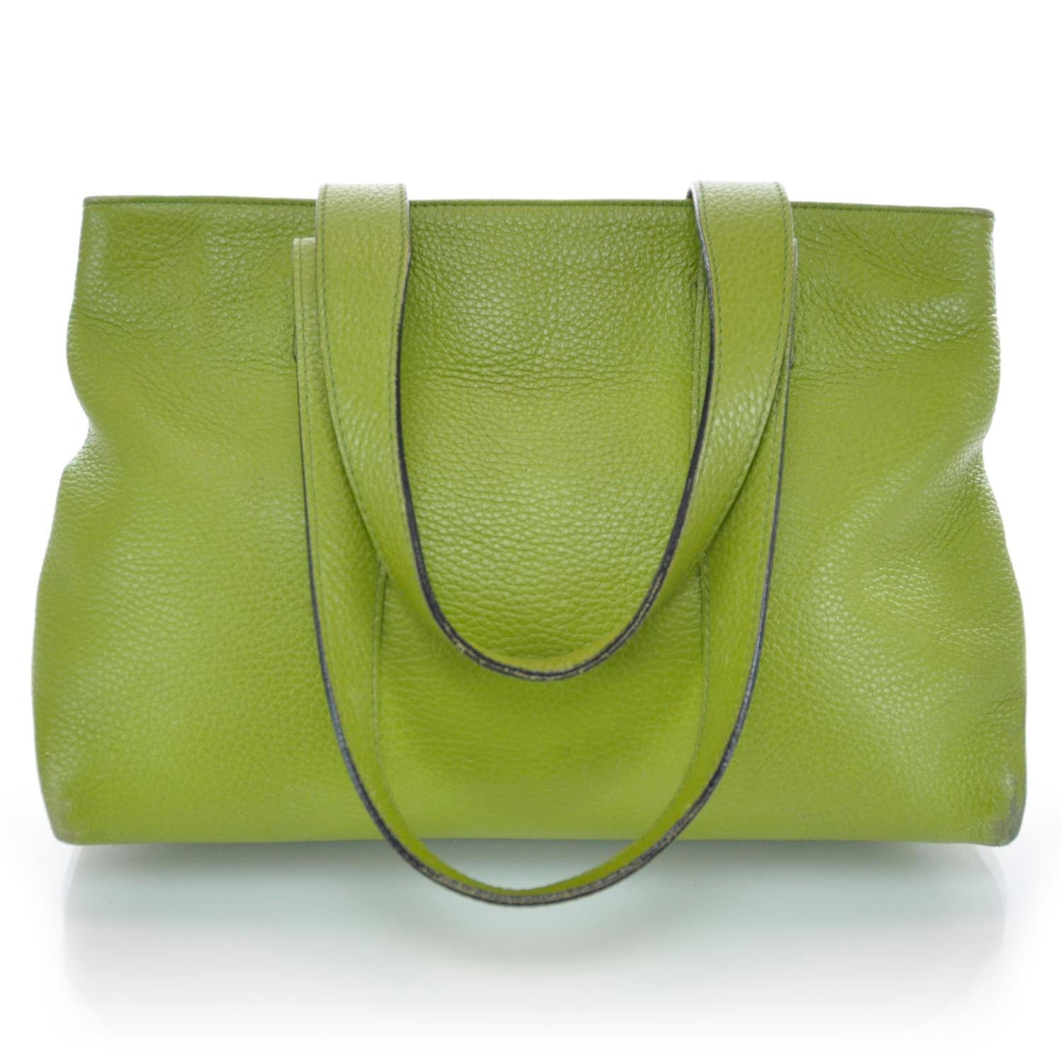 Burberry Leather Haymarket Check Horn Toggle Shoulder Bag Green 3 of 11