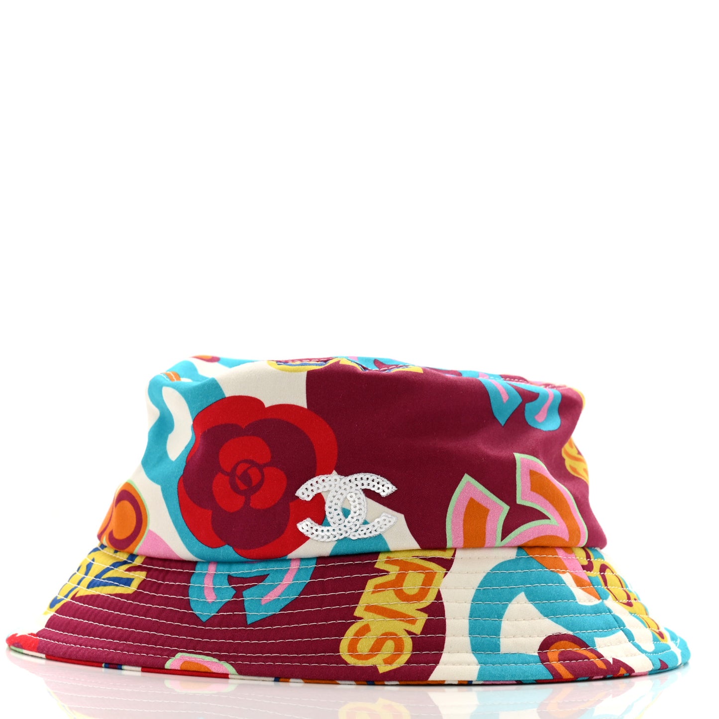 Cotton Cloche Bucket Hat L Pink Red White Turquoise