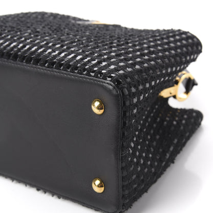 Louis Vuitton Tweed Calfskin Capucines MM Black 8 of 10