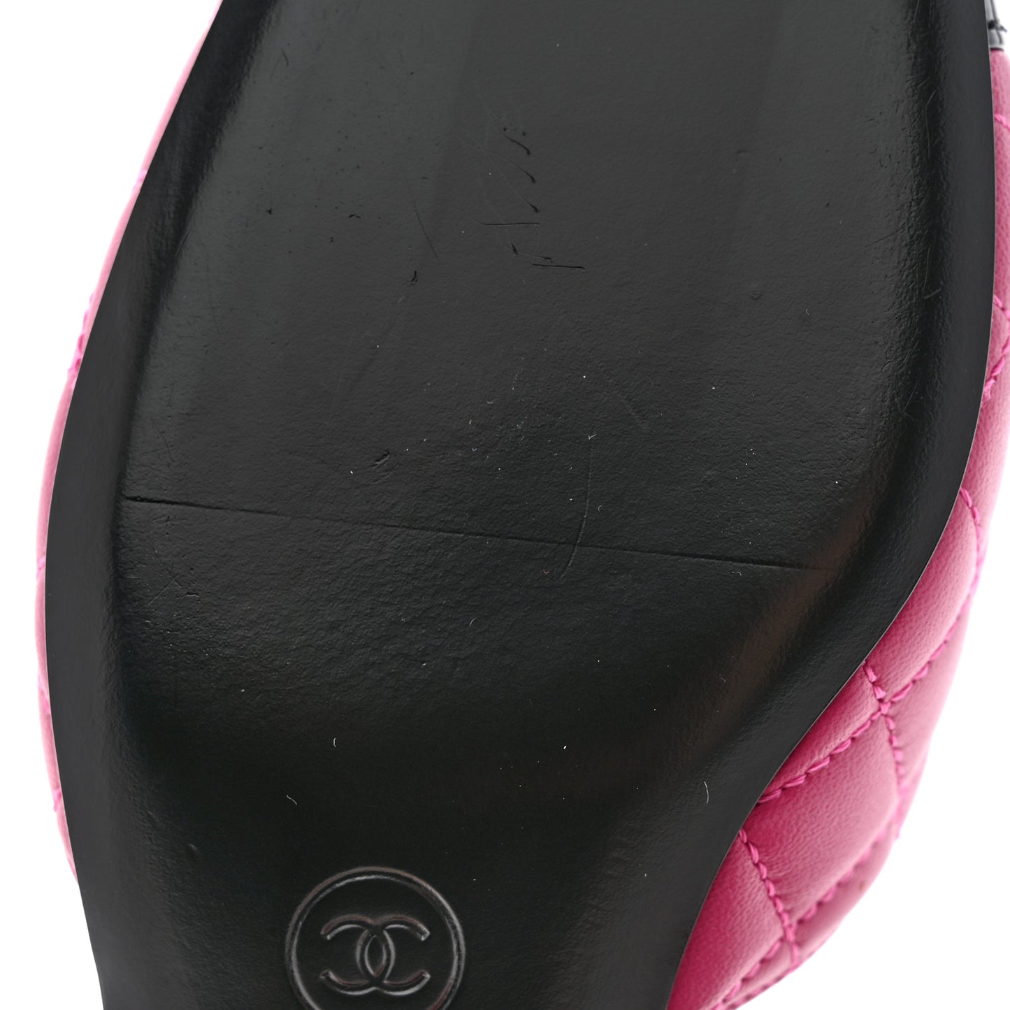 Lambskin Patent Cap Toe CC Slingback Flats 37 Pink Black