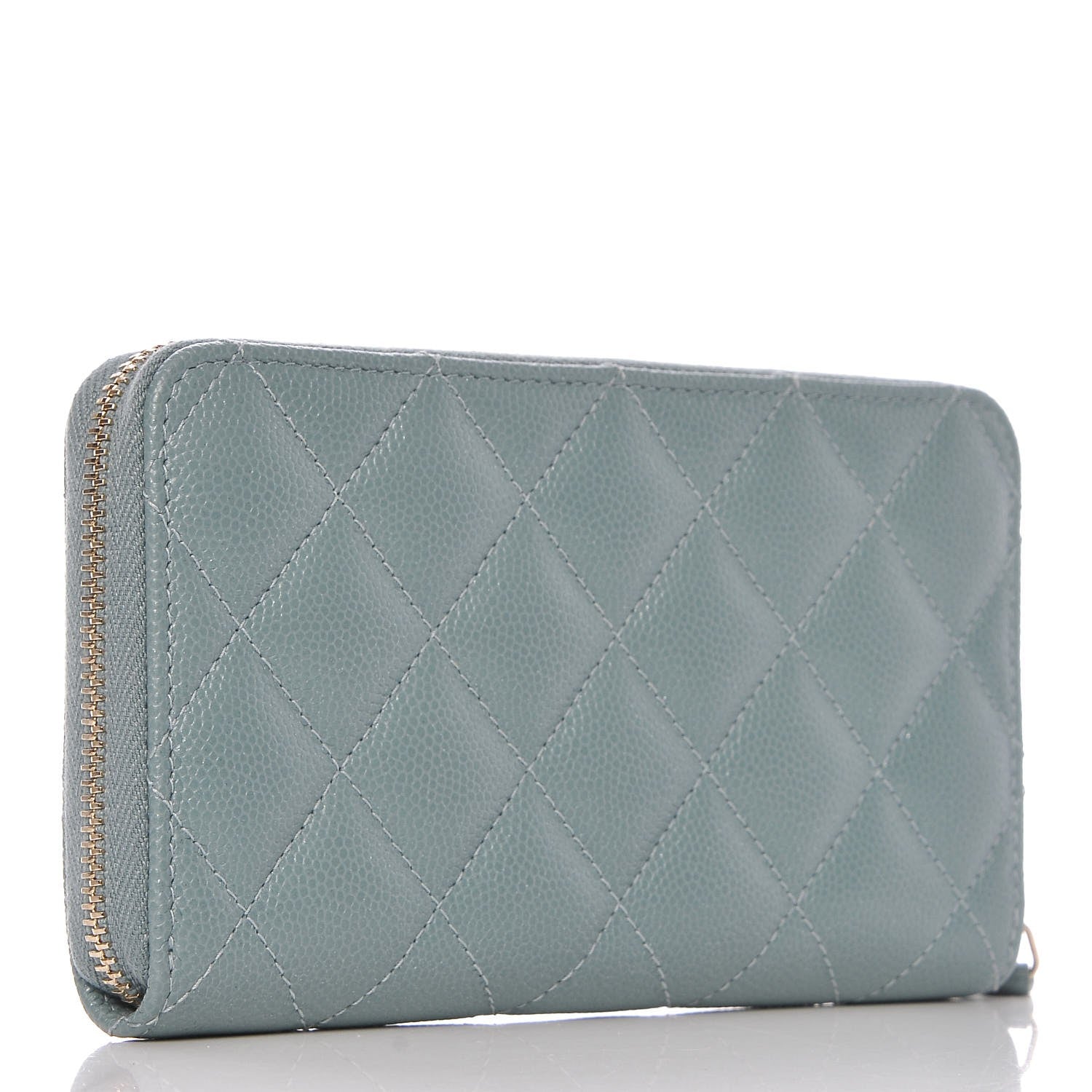 Chanel Iridescent Caviar Quilted Medium Zip Around Wallet Light Blue 3 of 9