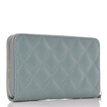 Chanel Iridescent Caviar Quilted Medium Zip Around Wallet Light Blue 3 of 9