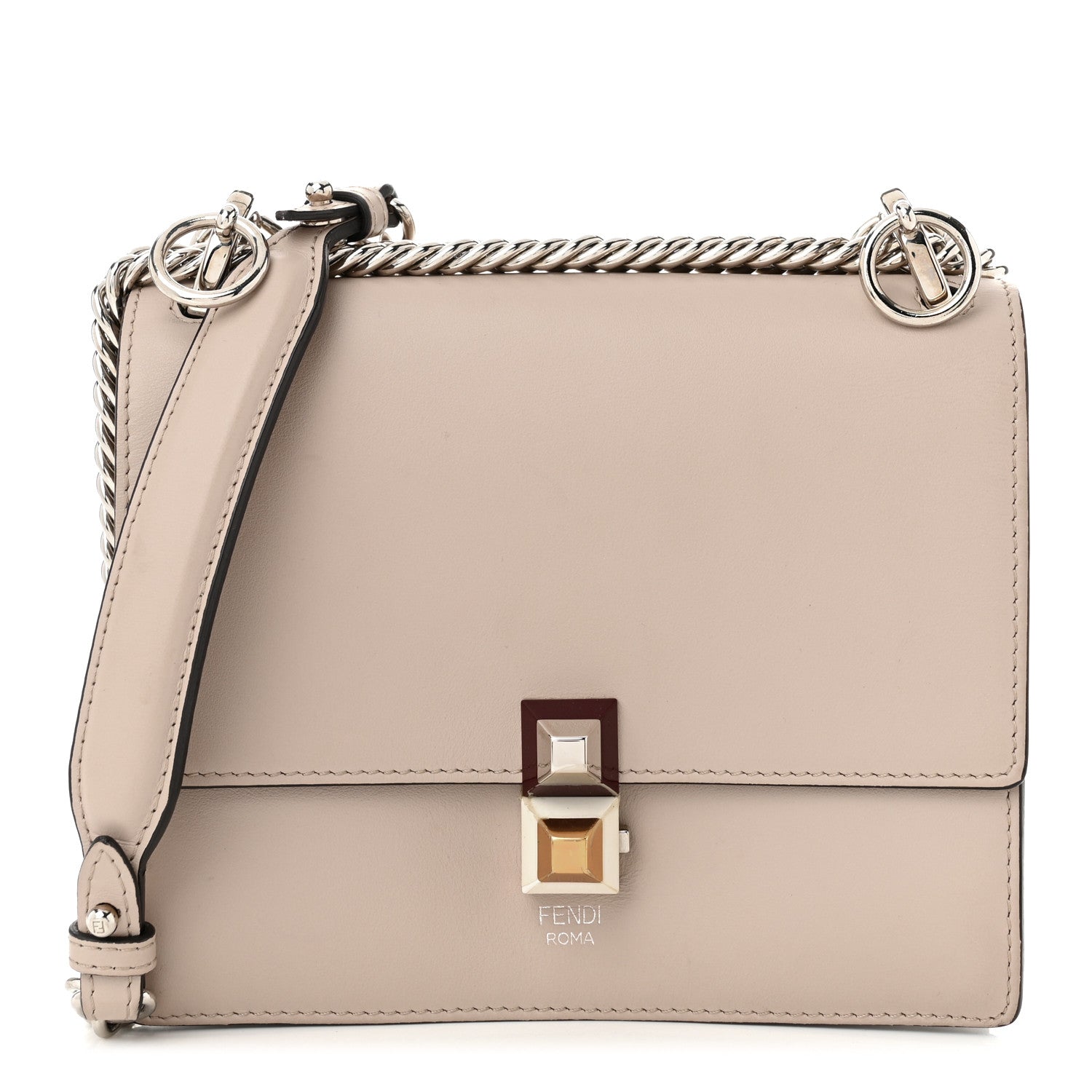 Fendi Vitello Liberty Studded Small Kan I Shoulder Bag Grigio Polvere Multicolor 1 of 10