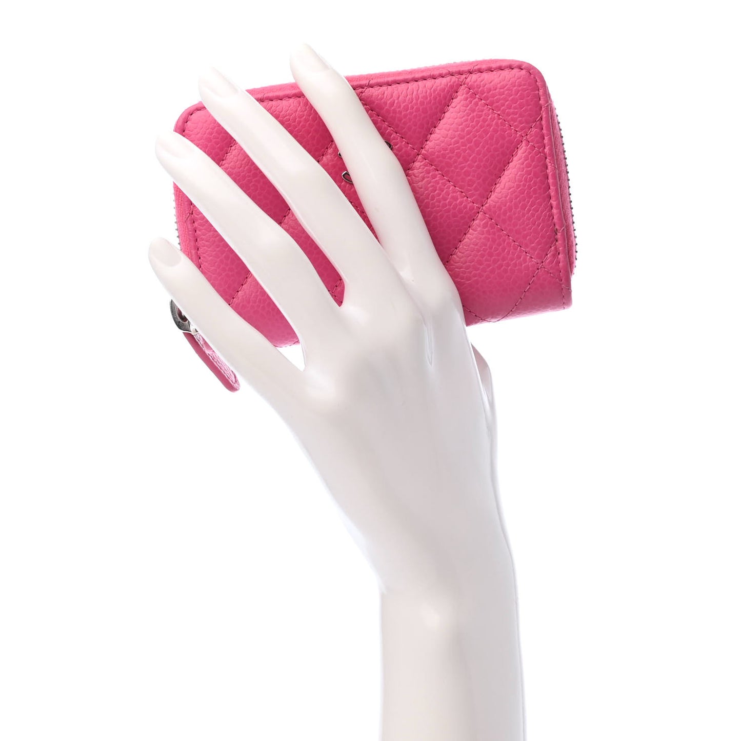 Caviar Quilted Zip Coin Purse Pink