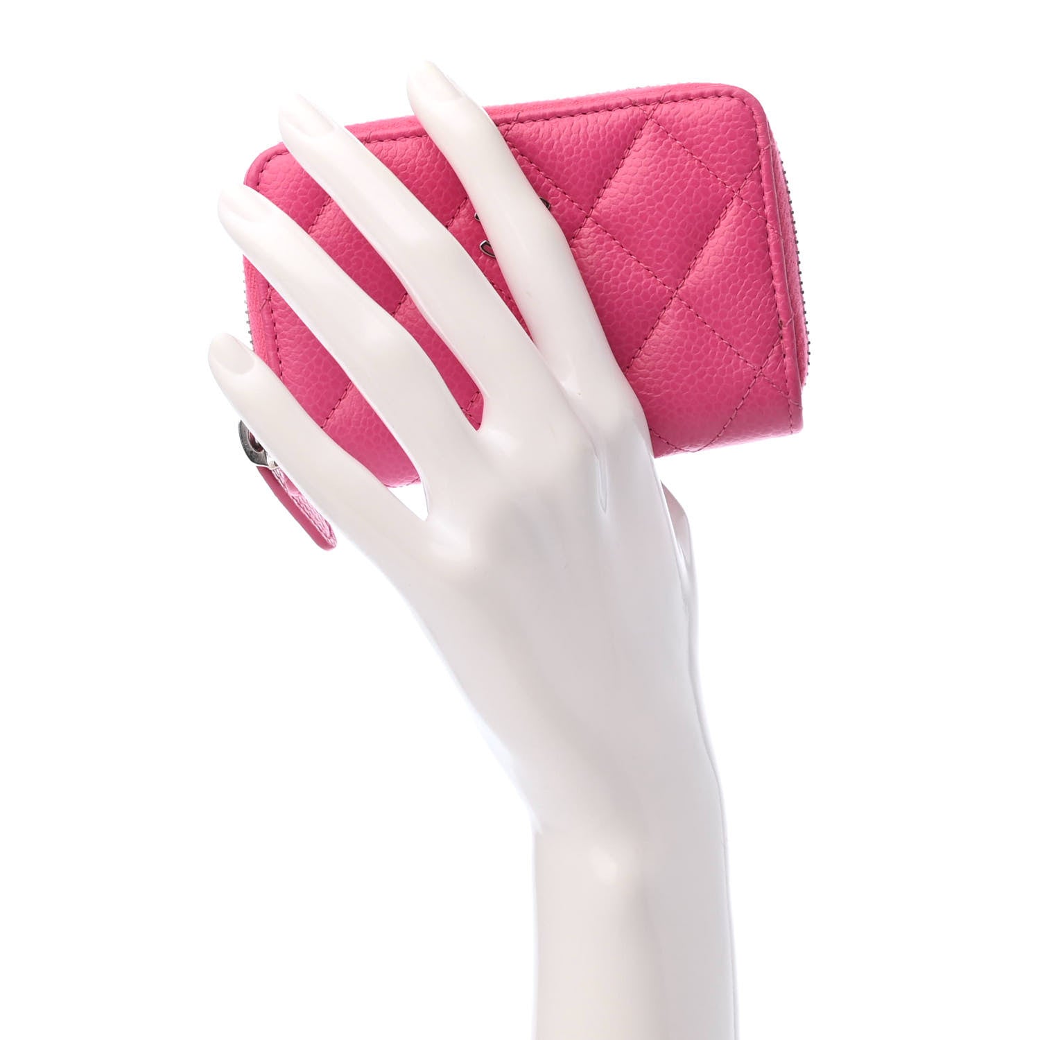 Chanel Caviar Quilted Zip Coin Purse Pink 2 of 10