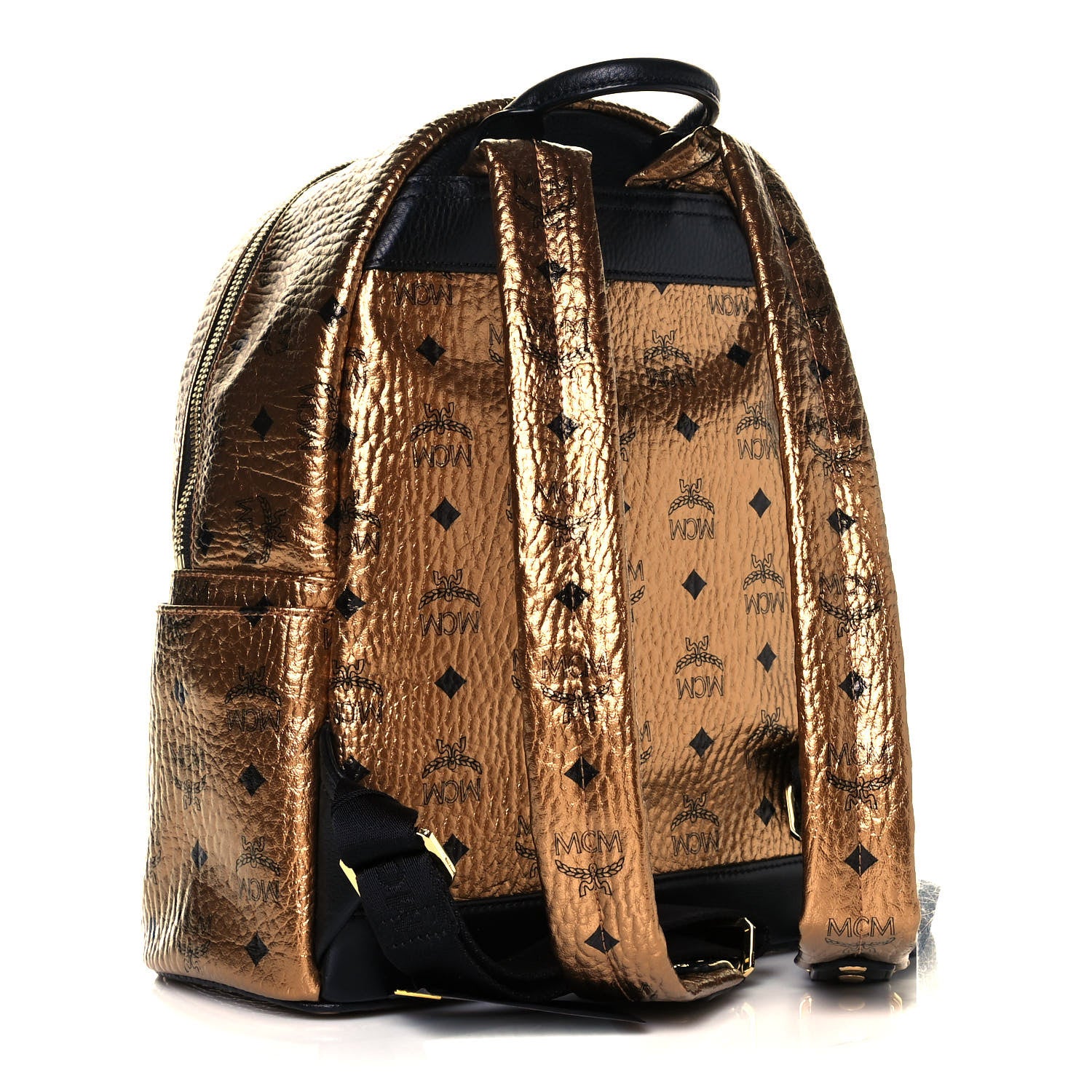 MCM Metallic Visetos Small Stark Backpack Gold 3 of 11