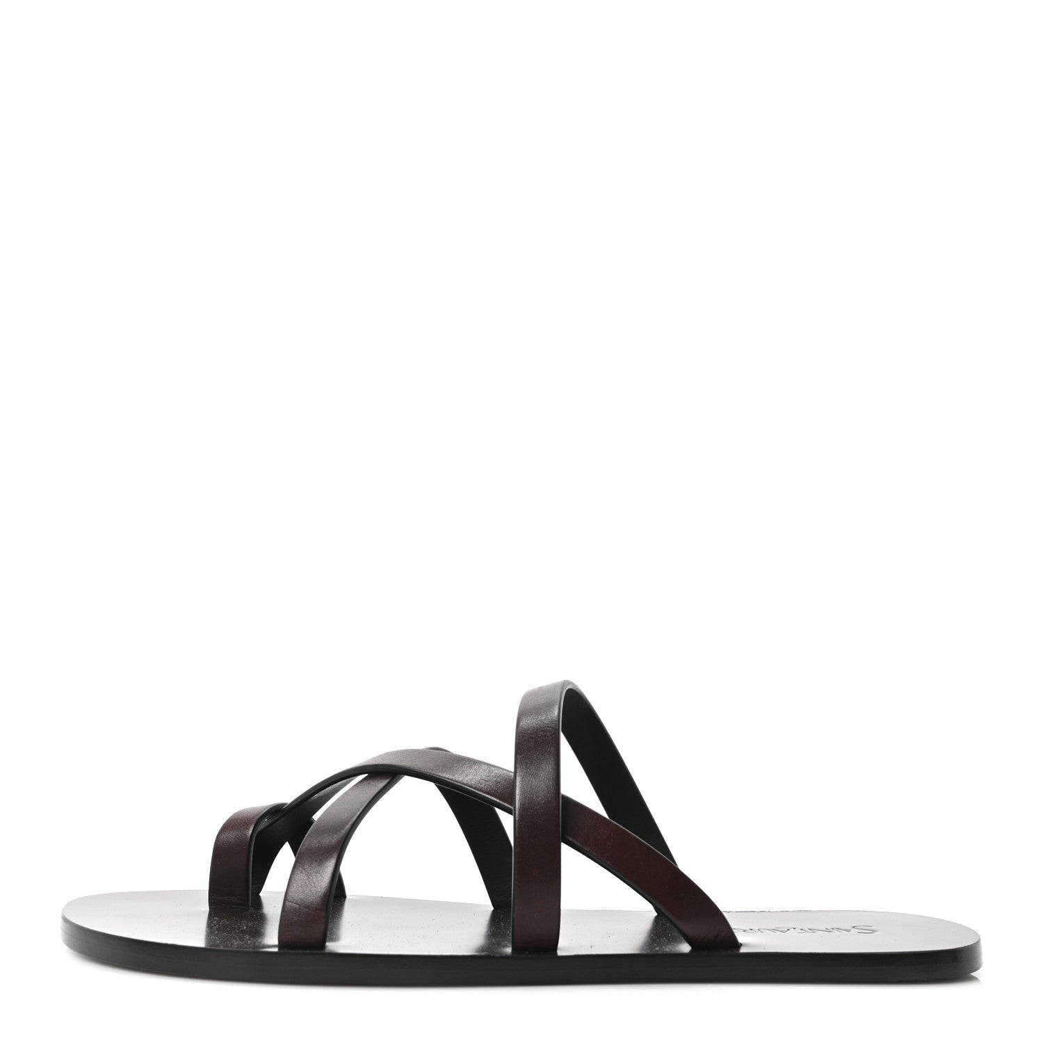 Saint Laurent Calfskin Mens Culver Flat Sandals 37.5 Moro 1 of 9
