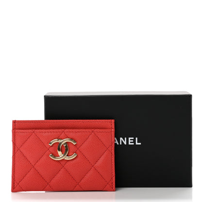 Chanel Caviar Metal Perforated Quilted CC Card Holder Red 9 of 9