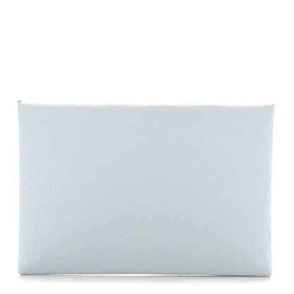Hermes Chevre Mysore Verso Calvi Card Case Bleu Brume Brique 1 of 7