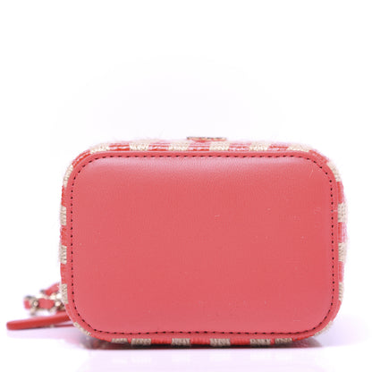 Chanel Raffia Jute Striped Mini Vanity Case With Chain Red Beige 12 of 13
