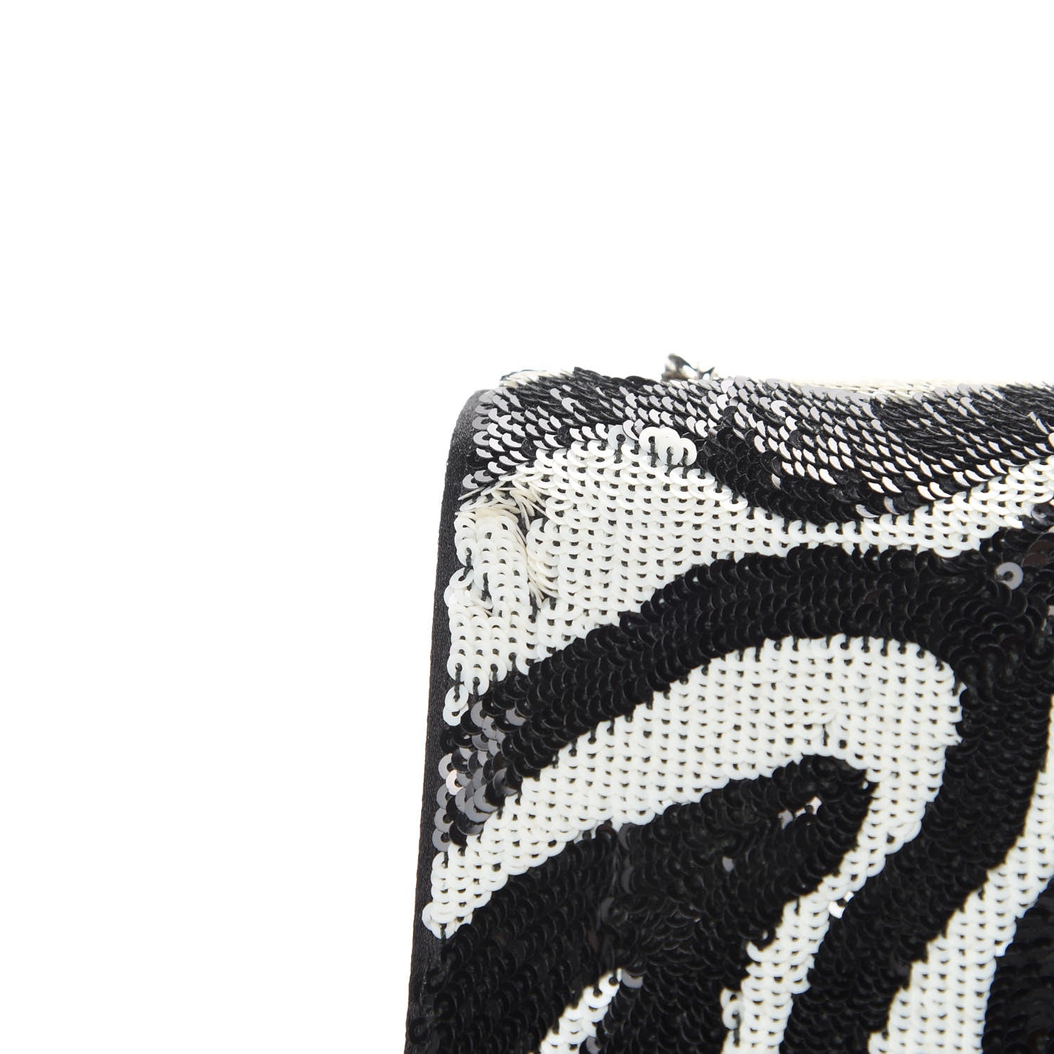 Saint Laurent Satin Sequin Zebra Small Monogram Kate Tassel Satchel Black White 11 of 11