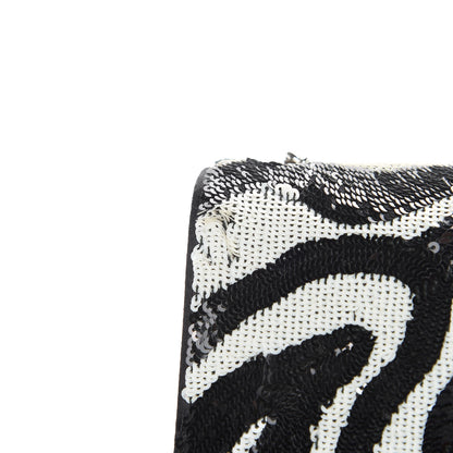 Saint Laurent Satin Sequin Zebra Small Monogram Kate Tassel Satchel Black White 11 of 11