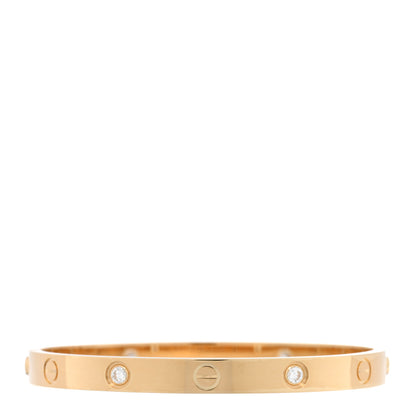 Cartier 18K Pink Gold 4 Diamond LOVE Bracelet 17 2 of 7
