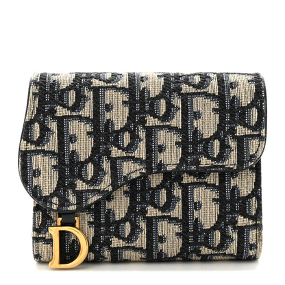 Christian Dior Oblique Saddle Lotus Wallet Blue 1 of 9