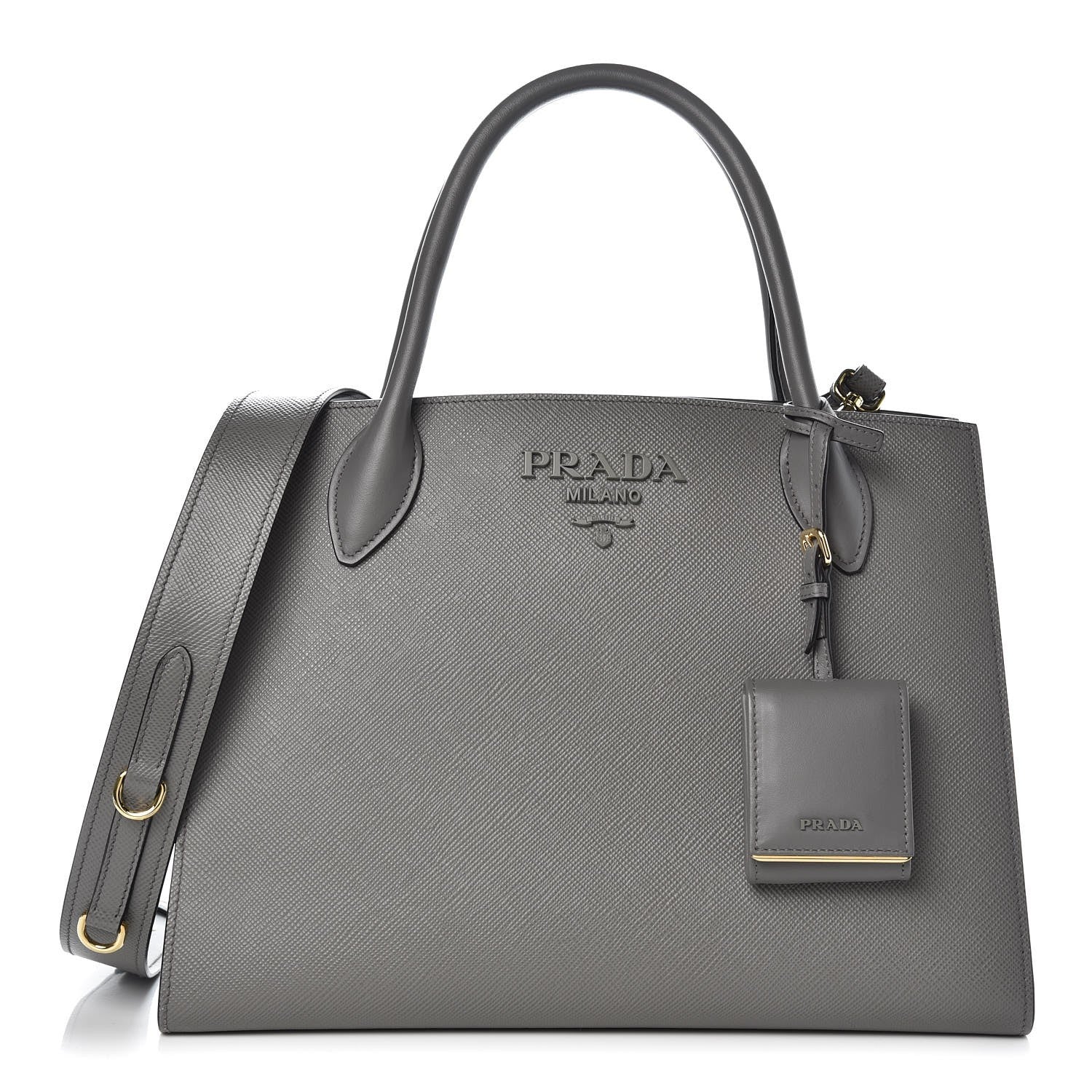 Prada Saffiano Cuir Calfskin Large Monochrome Top Handle Tote Marmo 1 of 7
