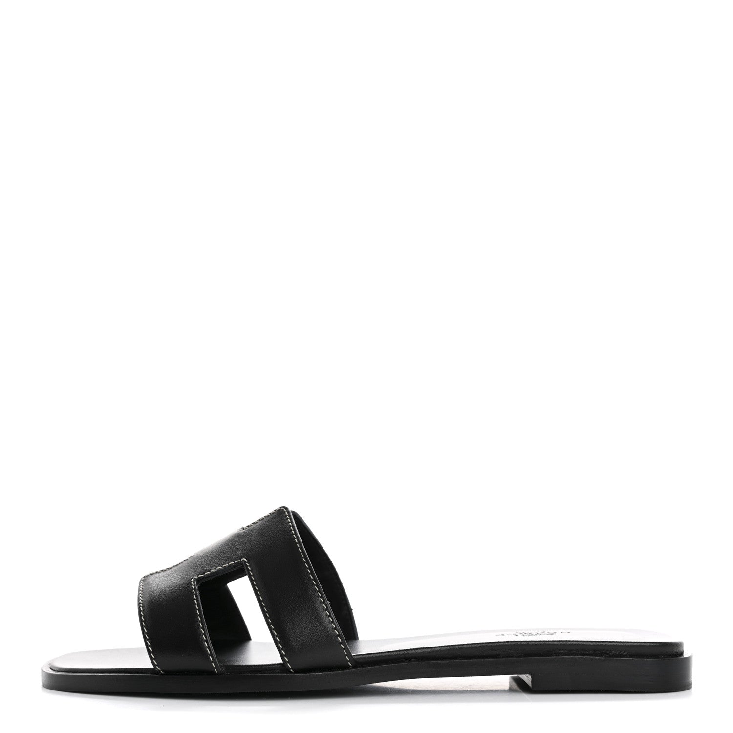 Hermes Box Calfskin Oran Sandals 38 Black 1 of 9