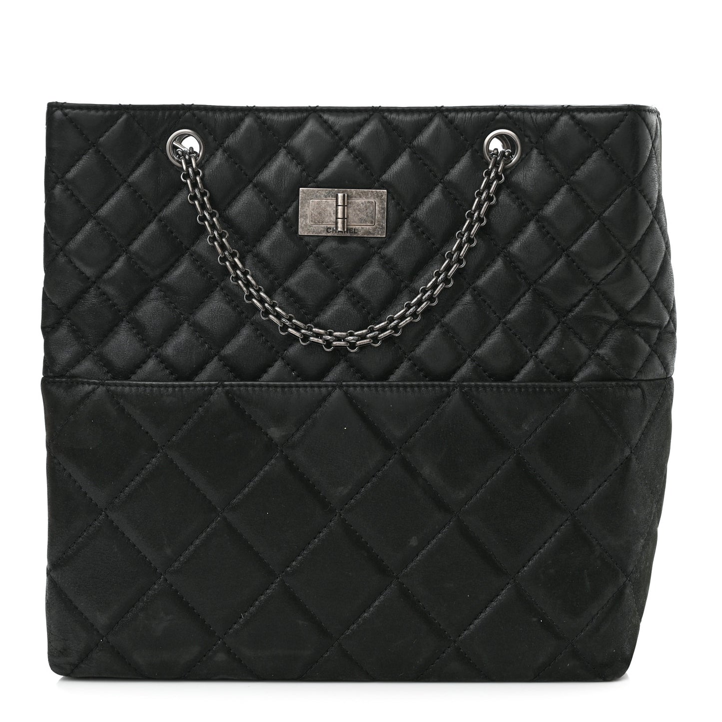 Iridescent Calfskin Quilted Reissue 2.55 Tote Black