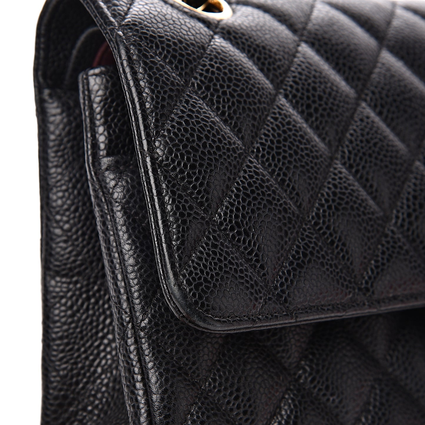 Caviar Quilted Medium Double Flap Black