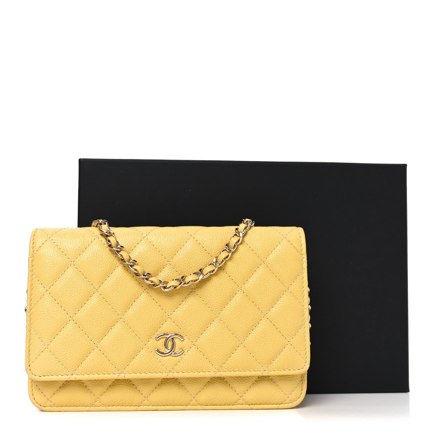 Chanel Caviar Quilted Wallet on Chain WOC Yellow 12 of 12