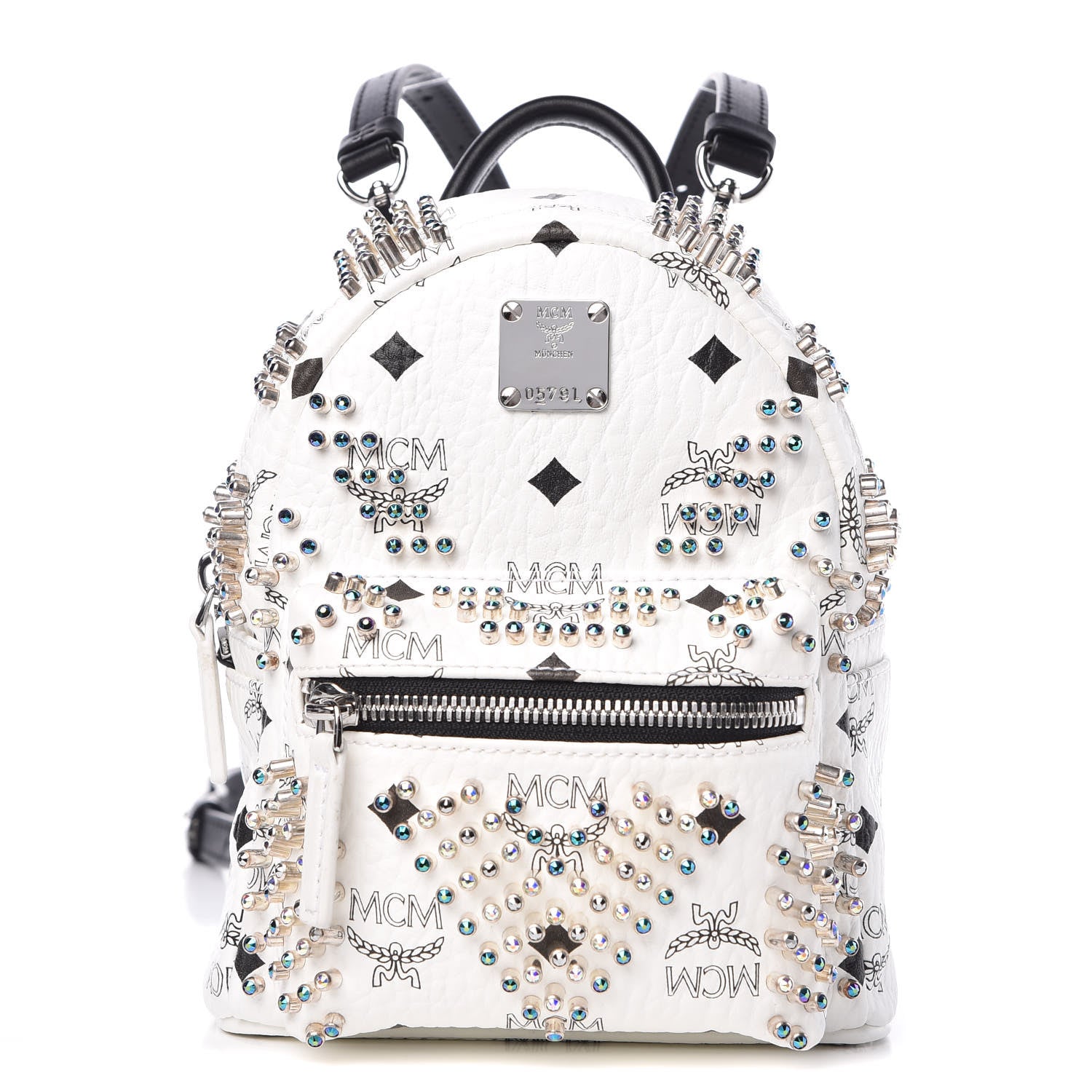 MCM Visetos Stud Mini Stark Backpack White 1 of 10