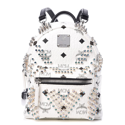 MCM Visetos Stud Mini Stark Backpack White 1 of 10
