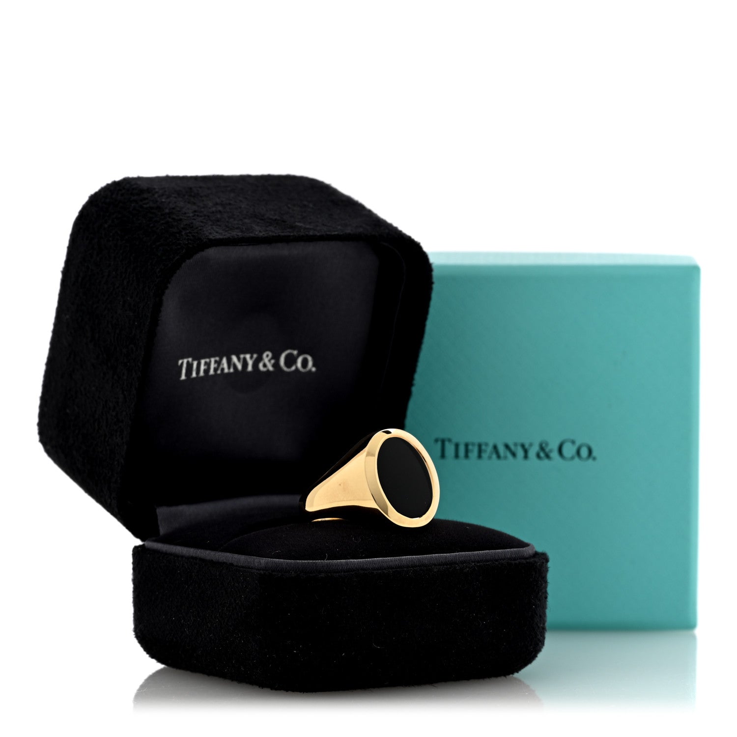 Tiffany 18K Yellow Gold Onyx Signet Ring 63 10.5 6 of 6